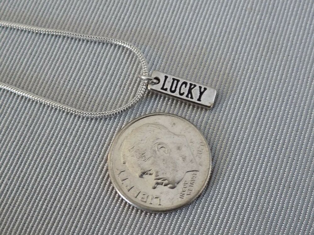 LUCKY pendant on 18" Silver Plated Snake Chain Necklace NWOT
